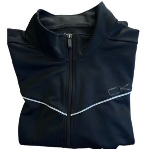 Calvin Klein Performance Mens XL Track Jacket Black Full Zip Reflective Piping